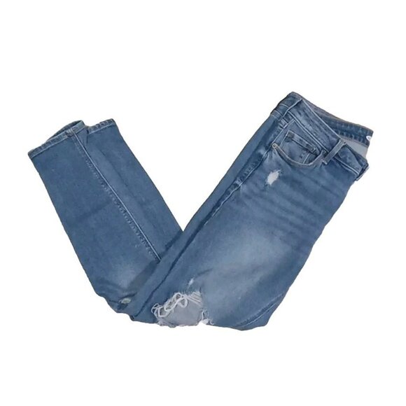 Old Navy Womens 8 Medium Wash Rockstar Super Skinny Distressed Mid Rise Jeans - Picture 1 of 5